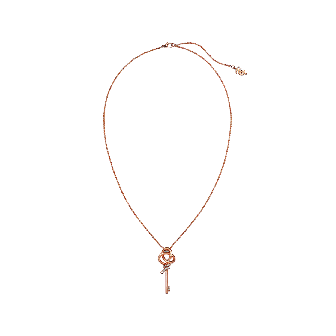 티파니 앤 코 티파니 노트 스몰 키 펜던트 18K 로즈 골드 다이아몬드(Tiffany & Co. Tiffany Knot Small Key Pendant 18K Rose Gold with Diamonds) - 1