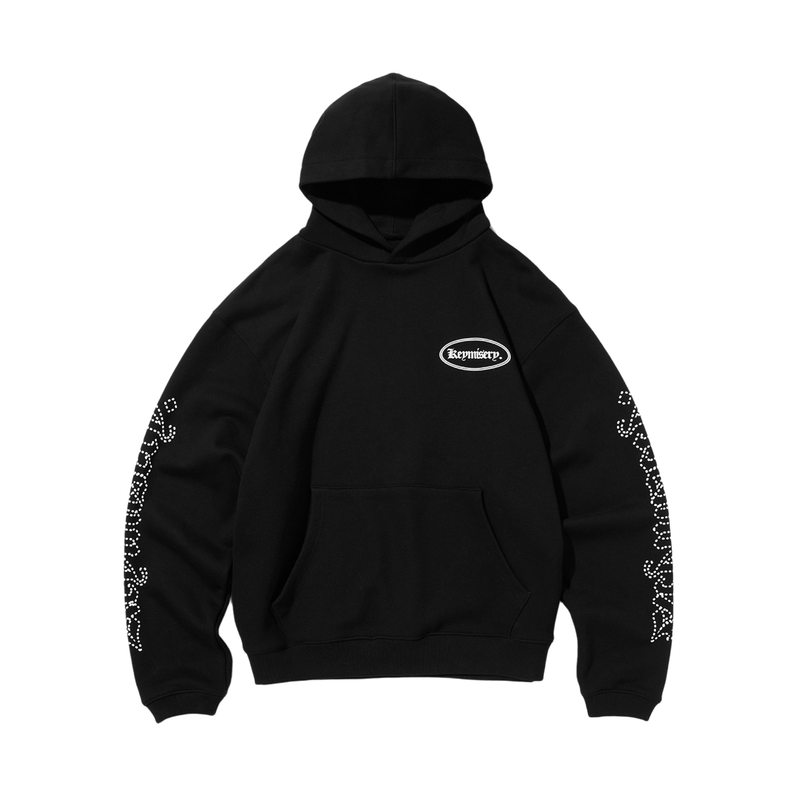 KM25AWHD04-BLK Keymisery Oldrondon Lettering Logo Hoodie - Black