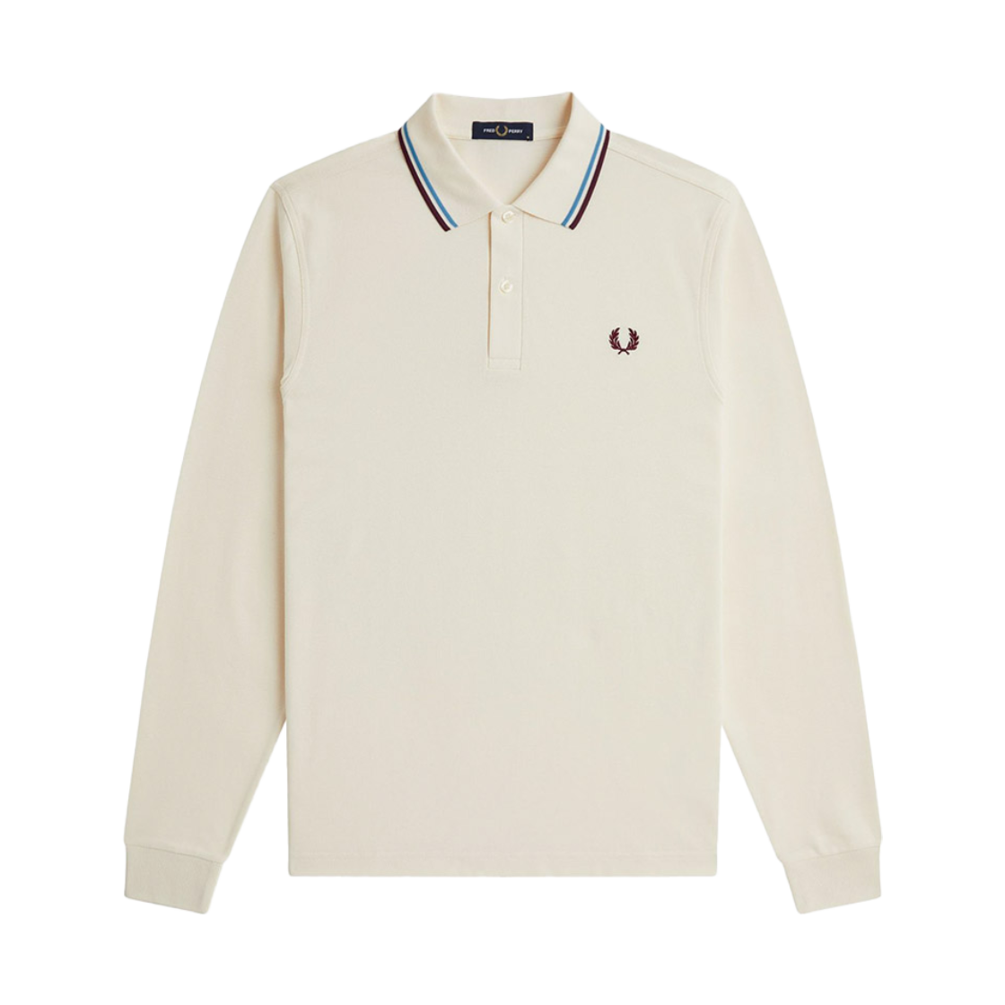 프레드페리 M3636 롱슬리브 트윈 팁 프레드페리 셔츠 에크루 코트블루 옥스 블러드(Fred Perry M3636 Long Sleeve Twin Tipped Fred Perry Shirt Ecru Court Blue Oxblood) - 1