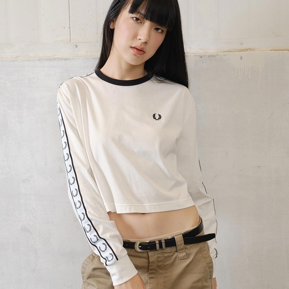 프레드페리 우먼스 테잎 롱슬리브 티셔츠 스노우화이트(Fred Perry Womens Taped Long Sleeve T-Shirt Snow White) - 2