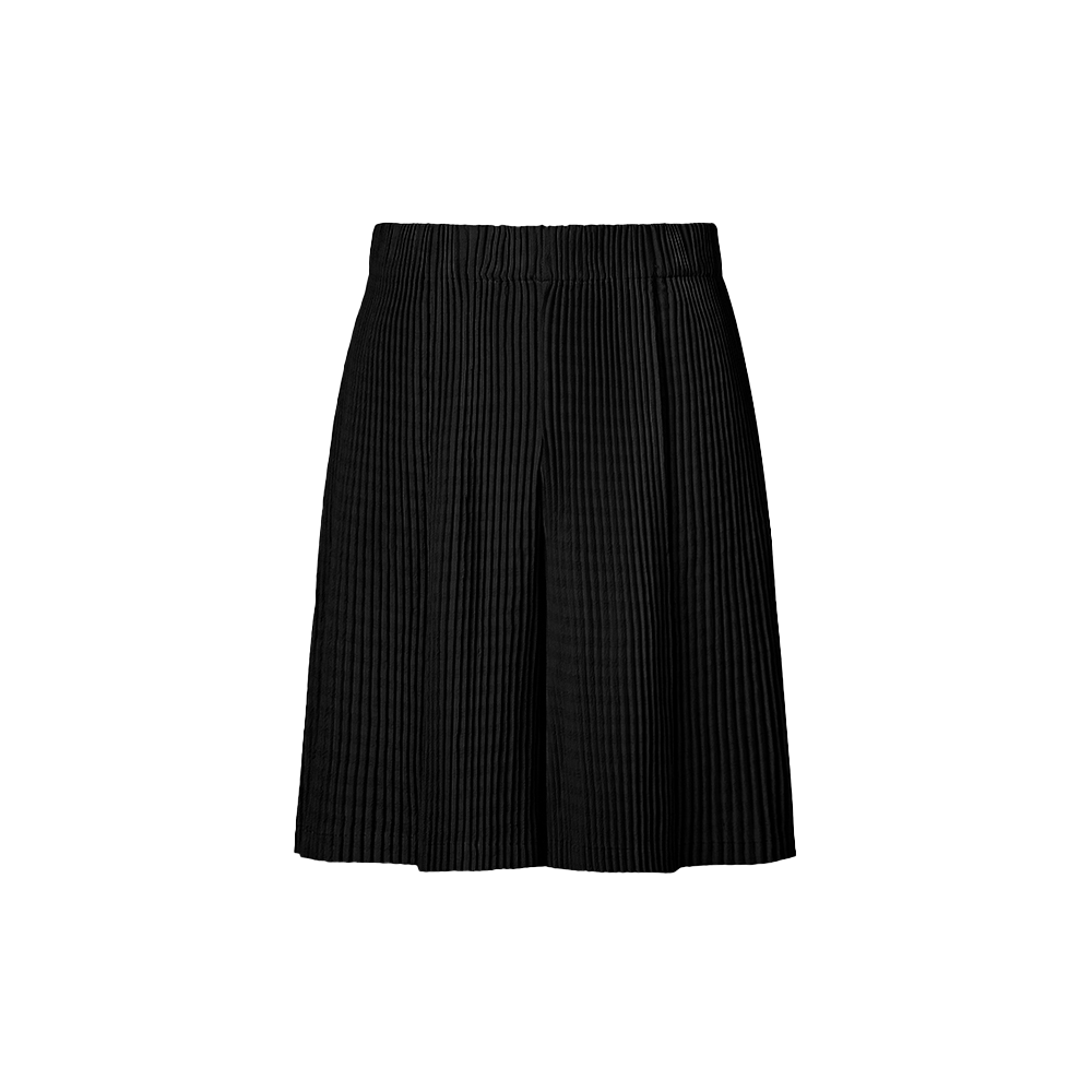 WPA3FBK Monplisse Women Summer Jacquard Pleats Banded Shorts Black