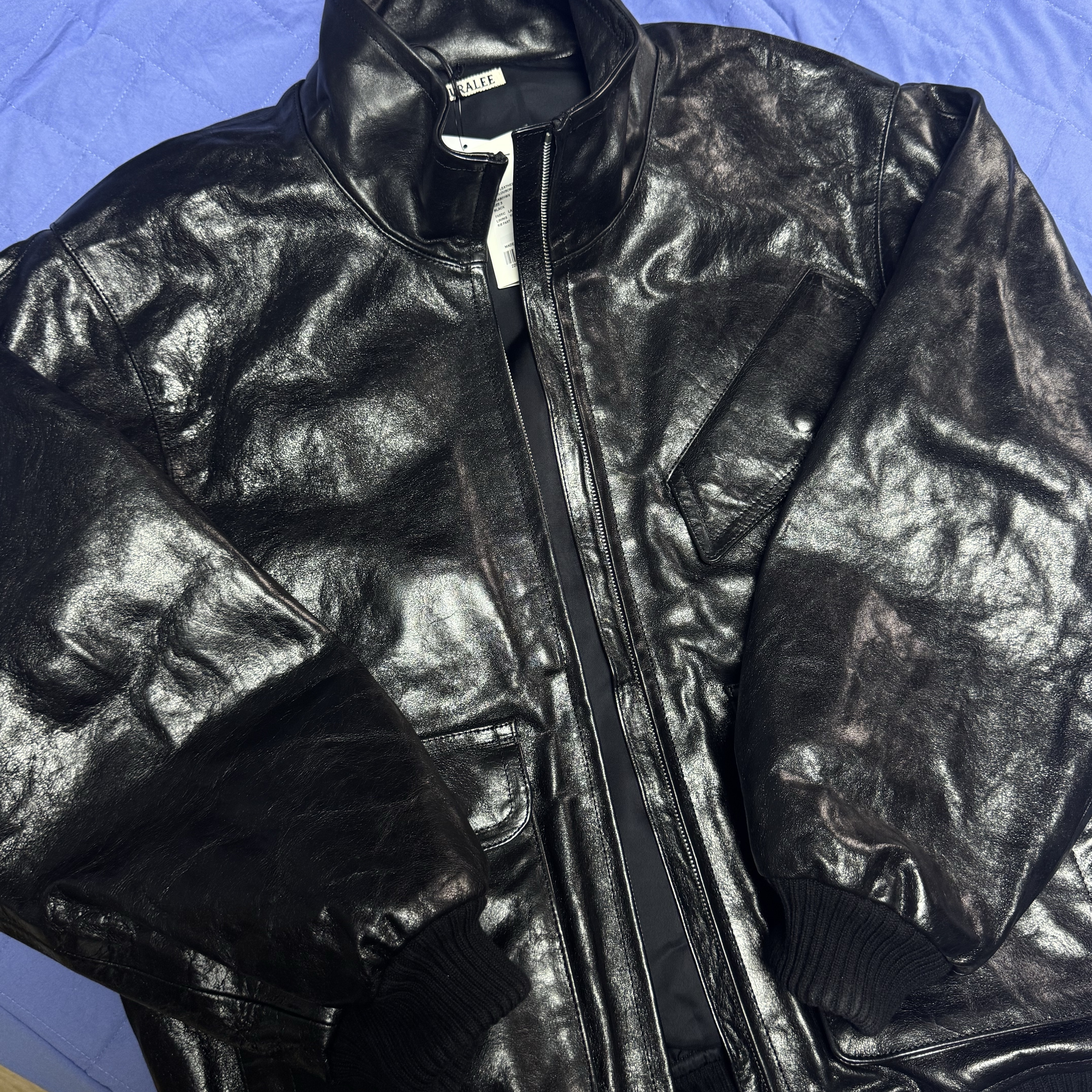 Auralee Lamb Leather Zip Blouson Black 착용 스타일