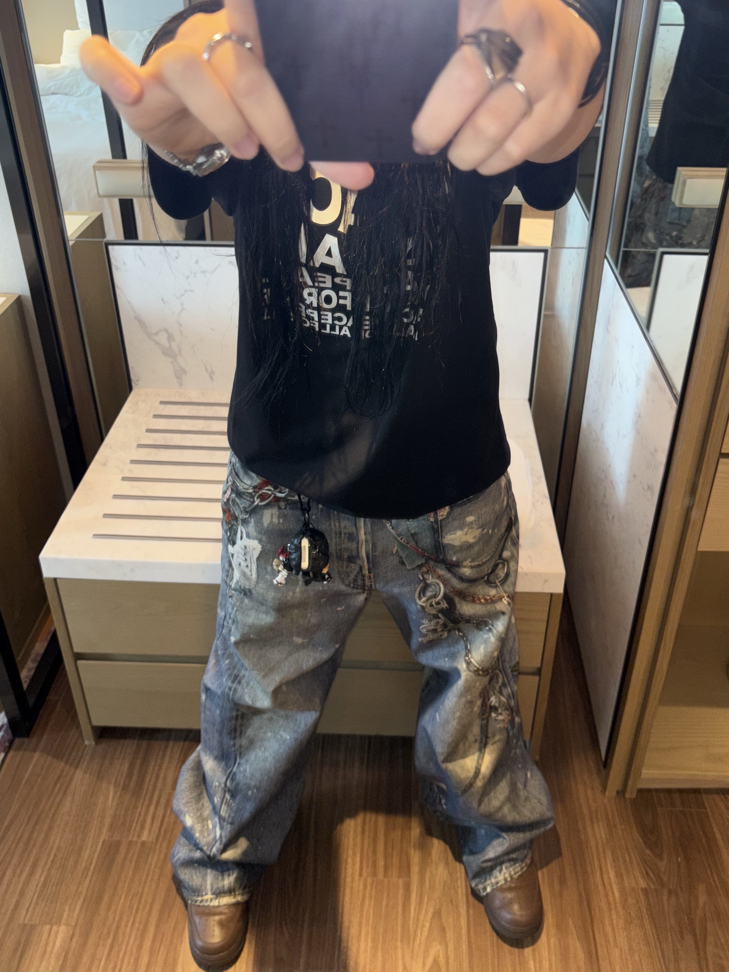 (W) Acne Studios Baggy Fit Jeans 1981F Mid Blue, Nike x Supreme Air Force 1 Low Baroque Brown 착용 스타일 - 2