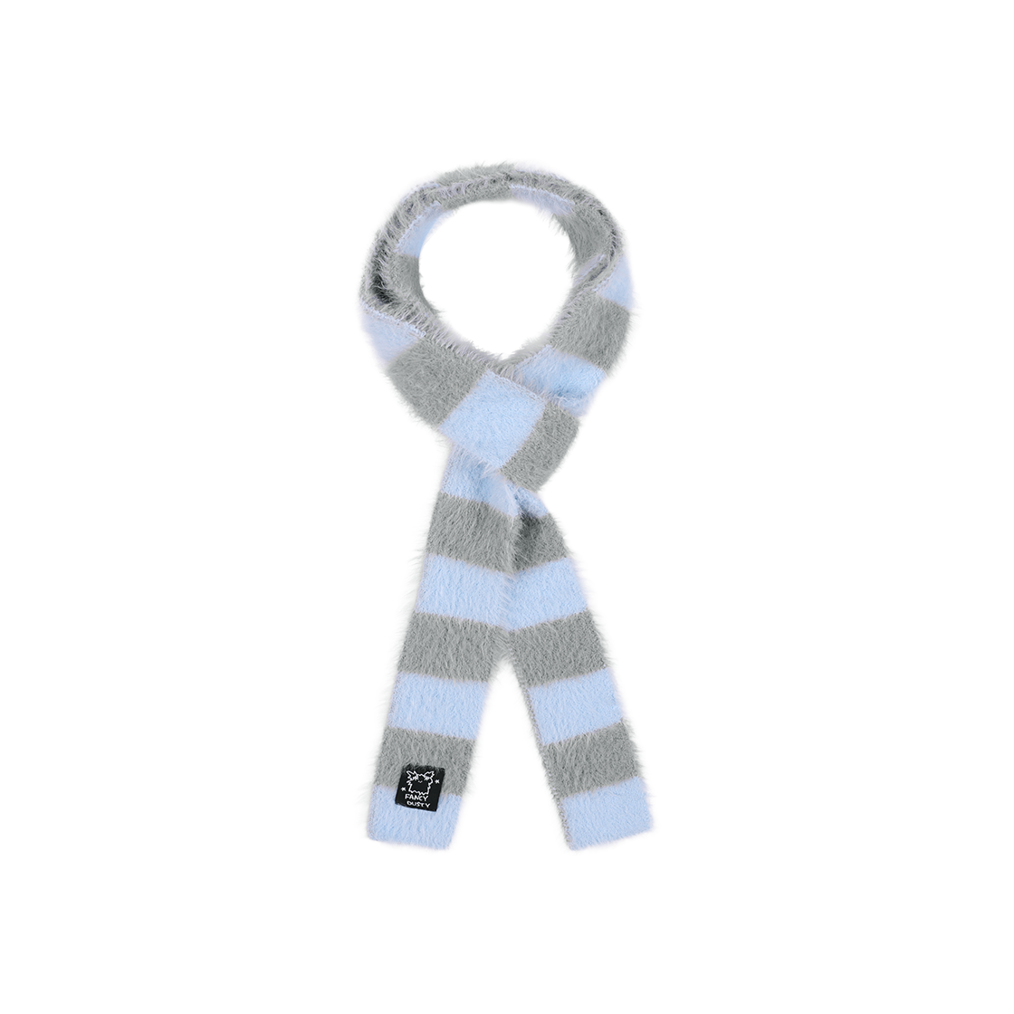 팬시클럽 허그 스트라이프 퍼 머플러 블루 그레이