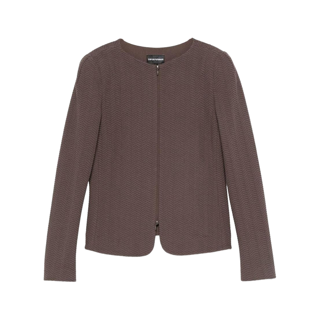 EW001991AF16061F6023 (W) Emporio Armani Chevron Motif Jersey Zip Up Jacket Dove Grey