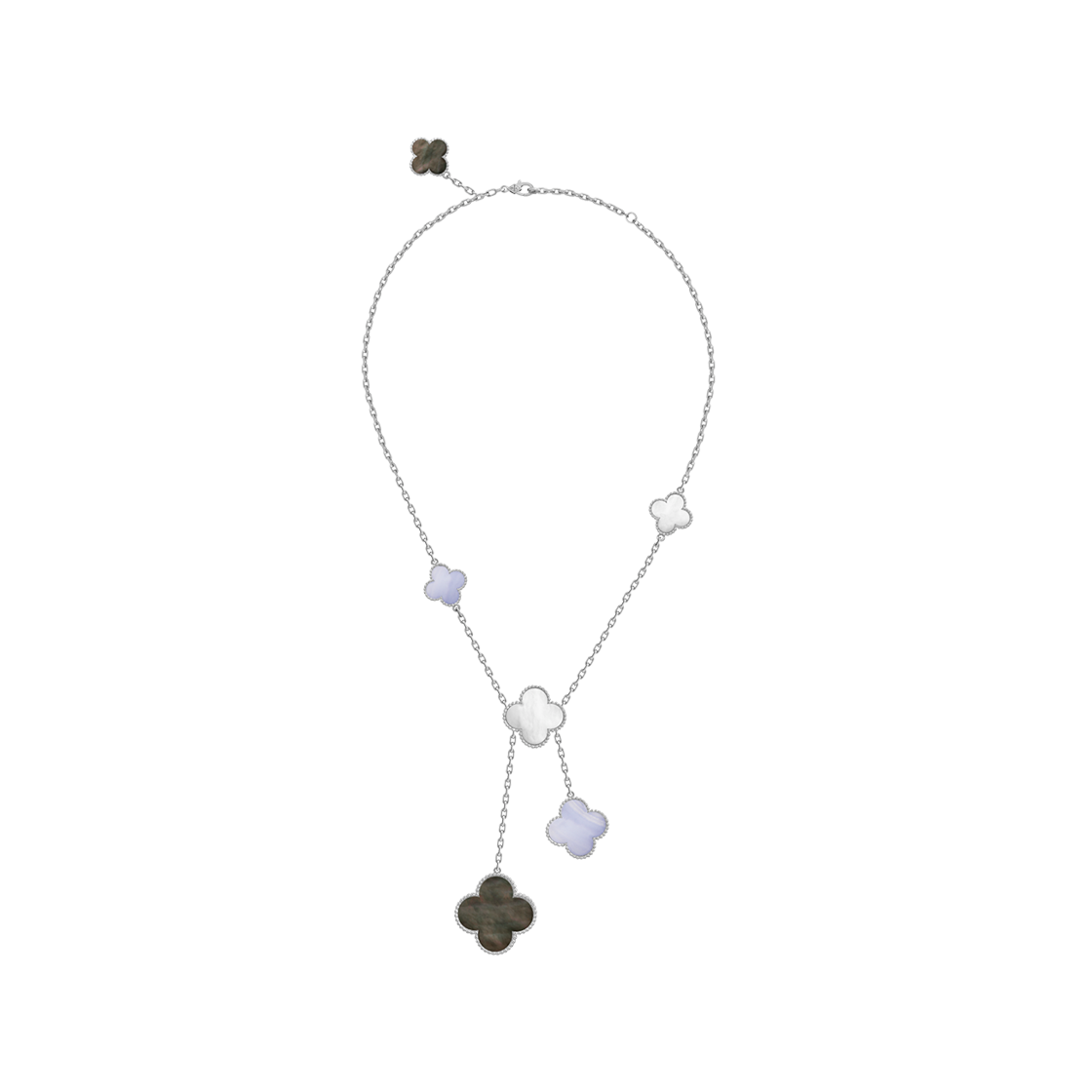 (W) 반 클리프 & 아펠 매직 알함브라 6 모티브 네크리스 18K 화이트 골드 마더 오브 펄((W) Van Cleef & Arpels Magic Alhambra 6 Motifs Necklace 18K White Gold Mother of Pearl) - 2