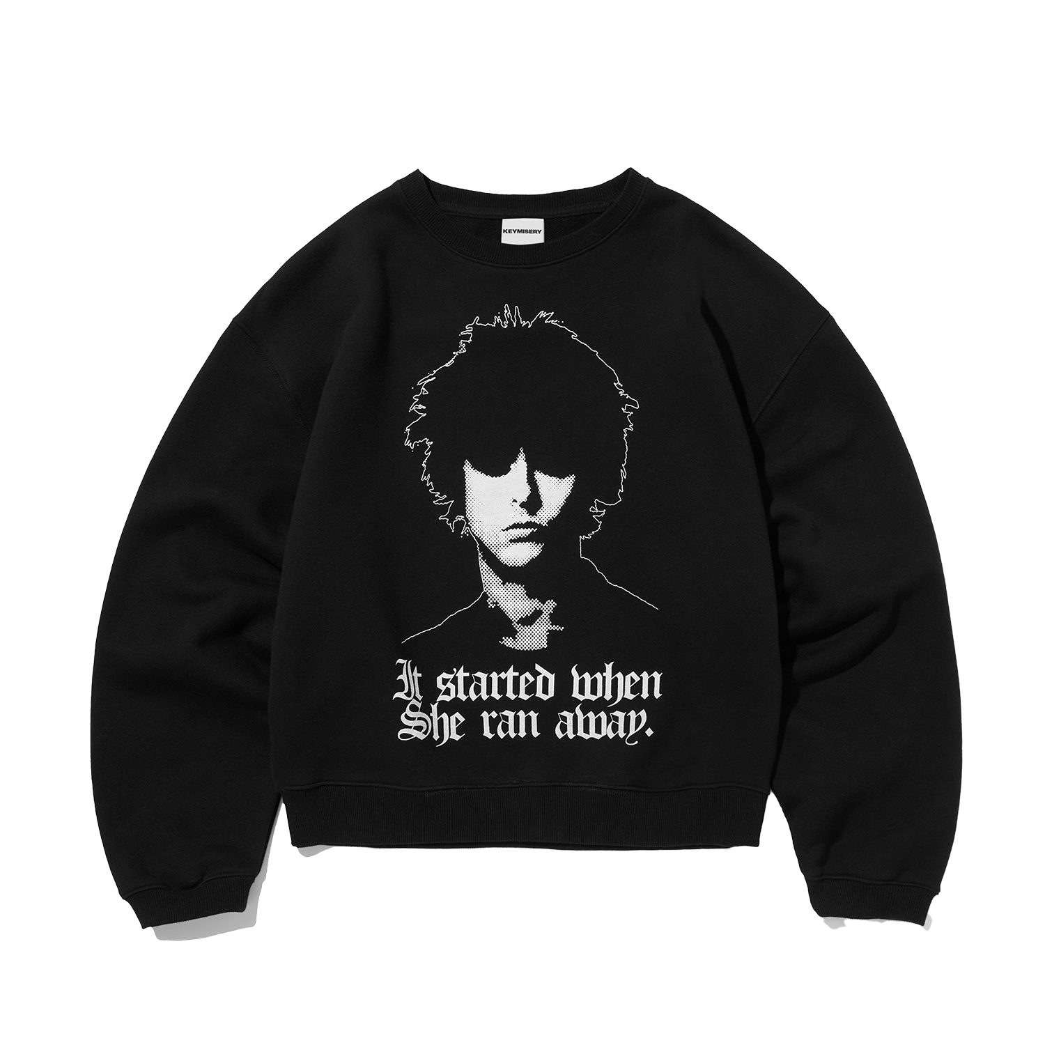 KM25AWSW01-BLK Keymisery Human Print Crop Sweatshirt - Black