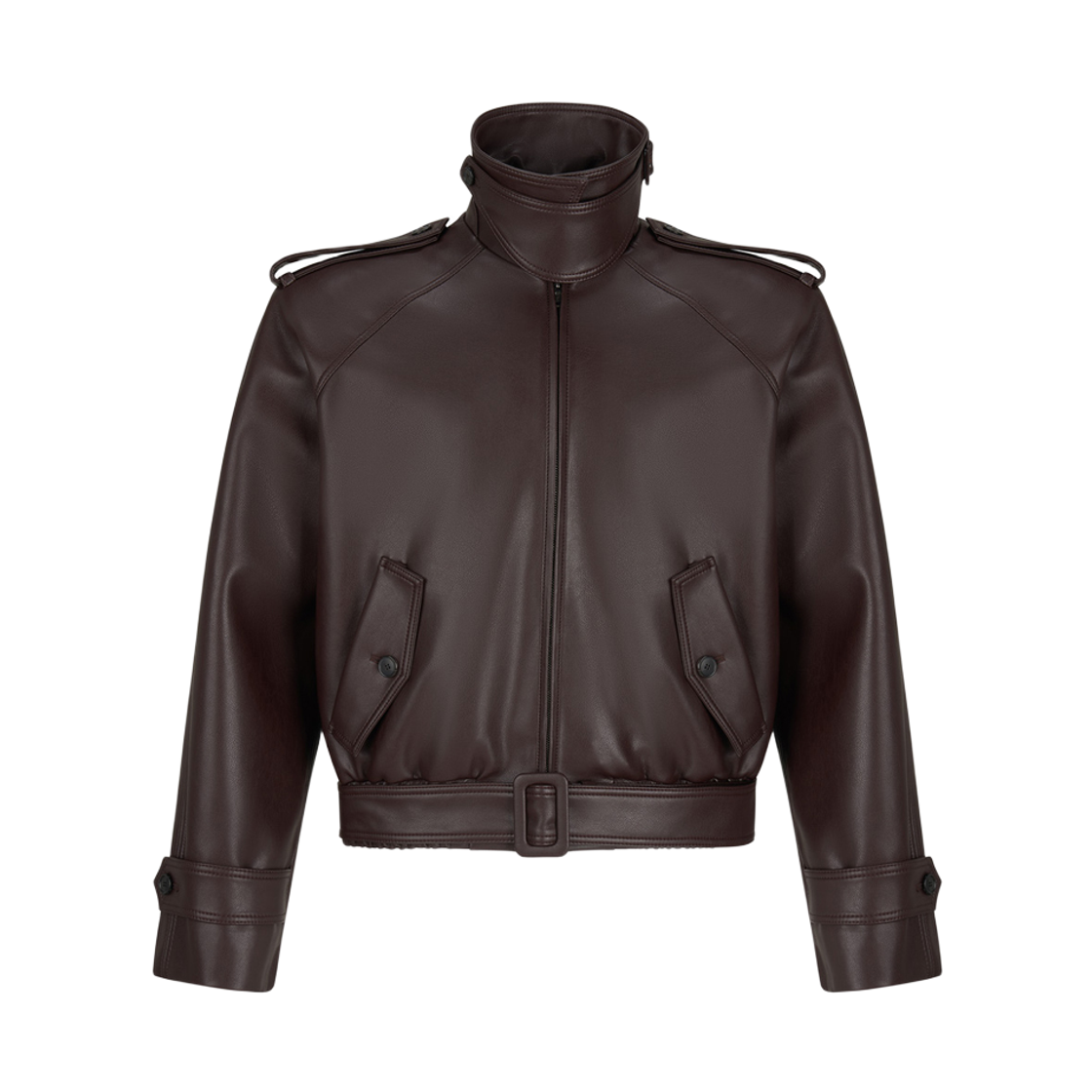 노이스 에비에이터 인조 가죽 블루종 버건디