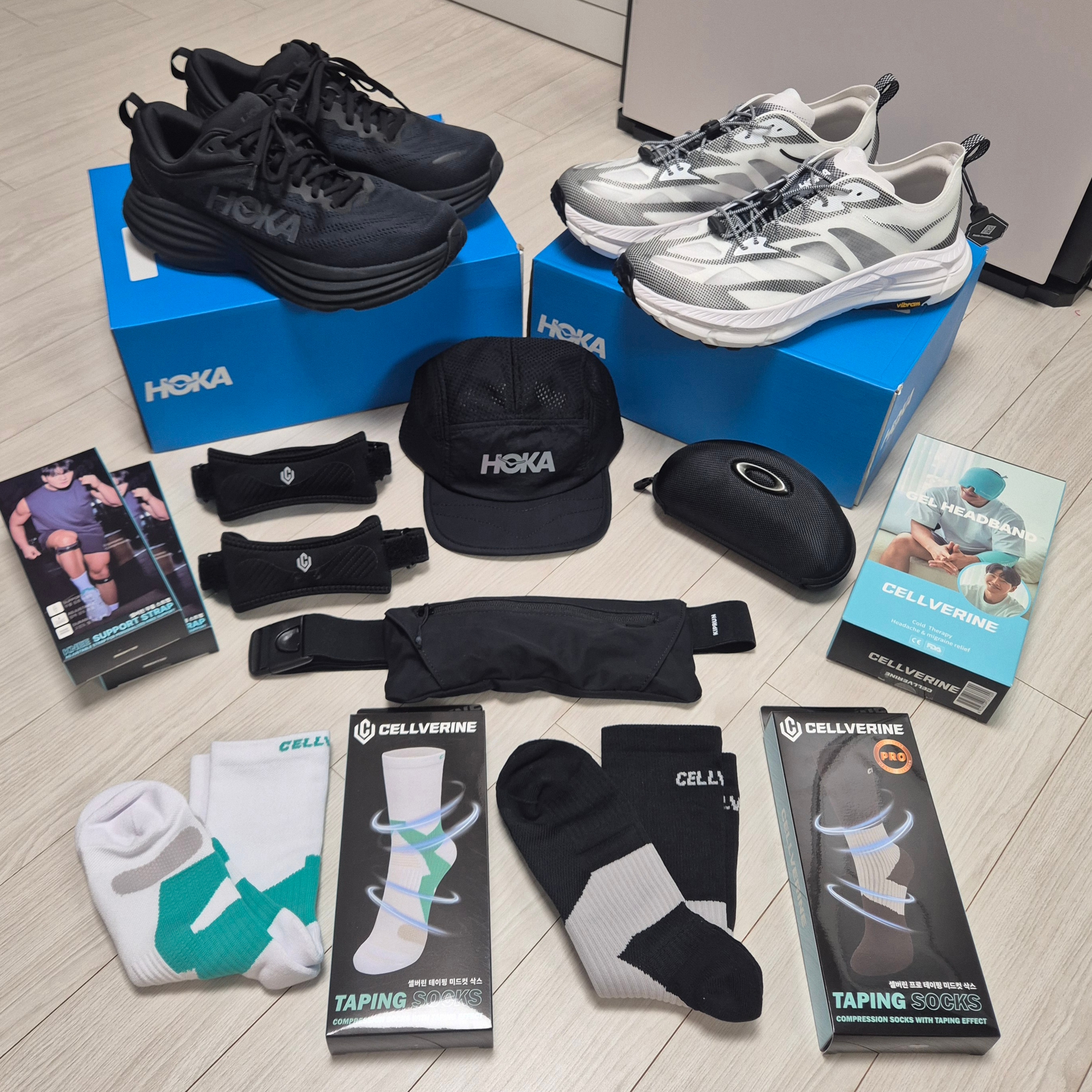 Hoka Mafate Speed 4 Lite White Black, Hoka Bondi 8 Black - Wide 착용 스타일