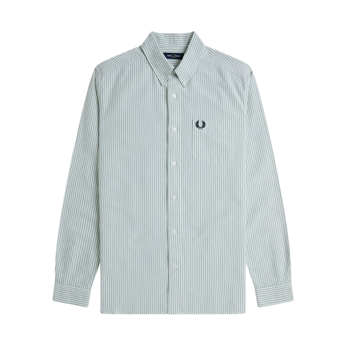 프레드페리 롱슬리브 옥스포드 스트라이프 셔츠 베이리프 스노우화이트(Fred Perry Long Sleeve Oxford Stripe Shirt Bayleaf Snow White) - 1