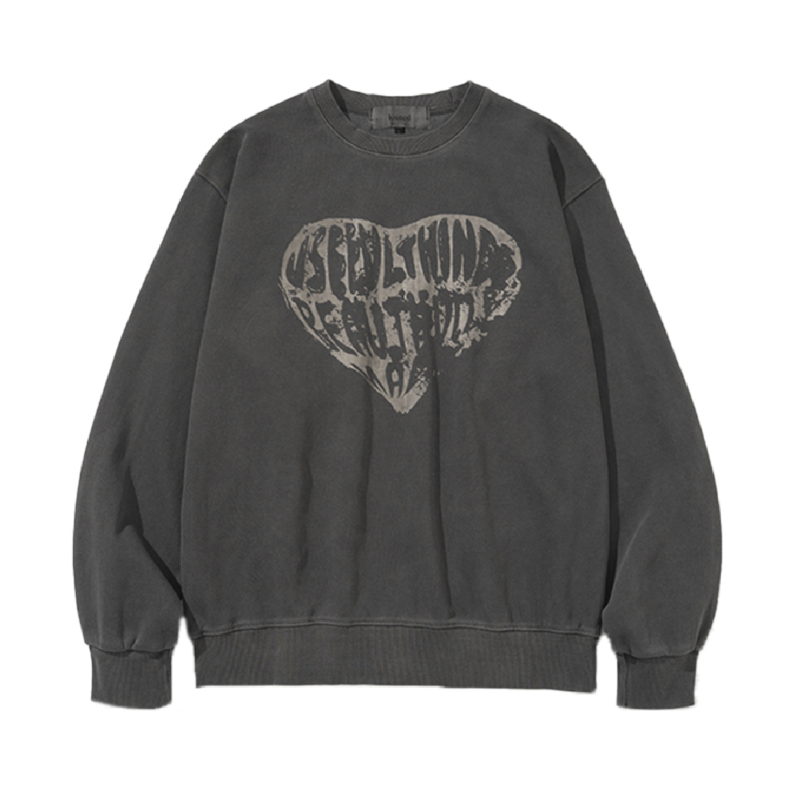 니티드 피그먼트 하트 맨투맨 차콜(Knitted Knitted Pigment Heart Sweatshirt Charcoal)