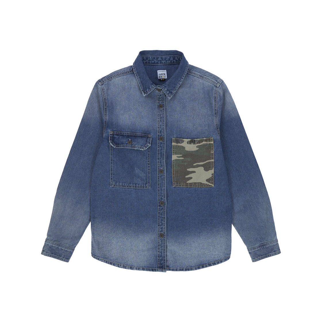 5FW11SH06 Ryul+Wai: Denim Gradation Camouflage Shirts Indigo K5