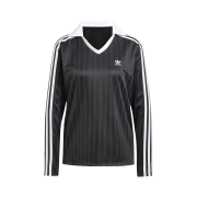 (W) Adidas Adicolor Football Jacquard V-Neck Polo Shirt Black - KR Sizing