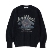 Knitted Vintage Palmtree Minimal Round Knit Black