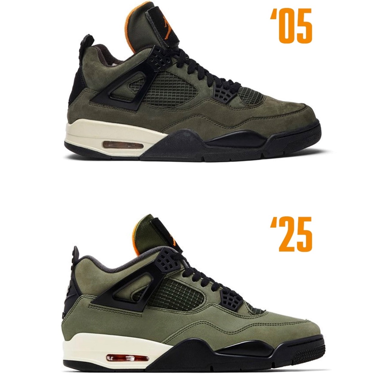 Jordan 4 x Undefeated Retro OG SP Deep Green and Clementine 착용 스타일 - 3