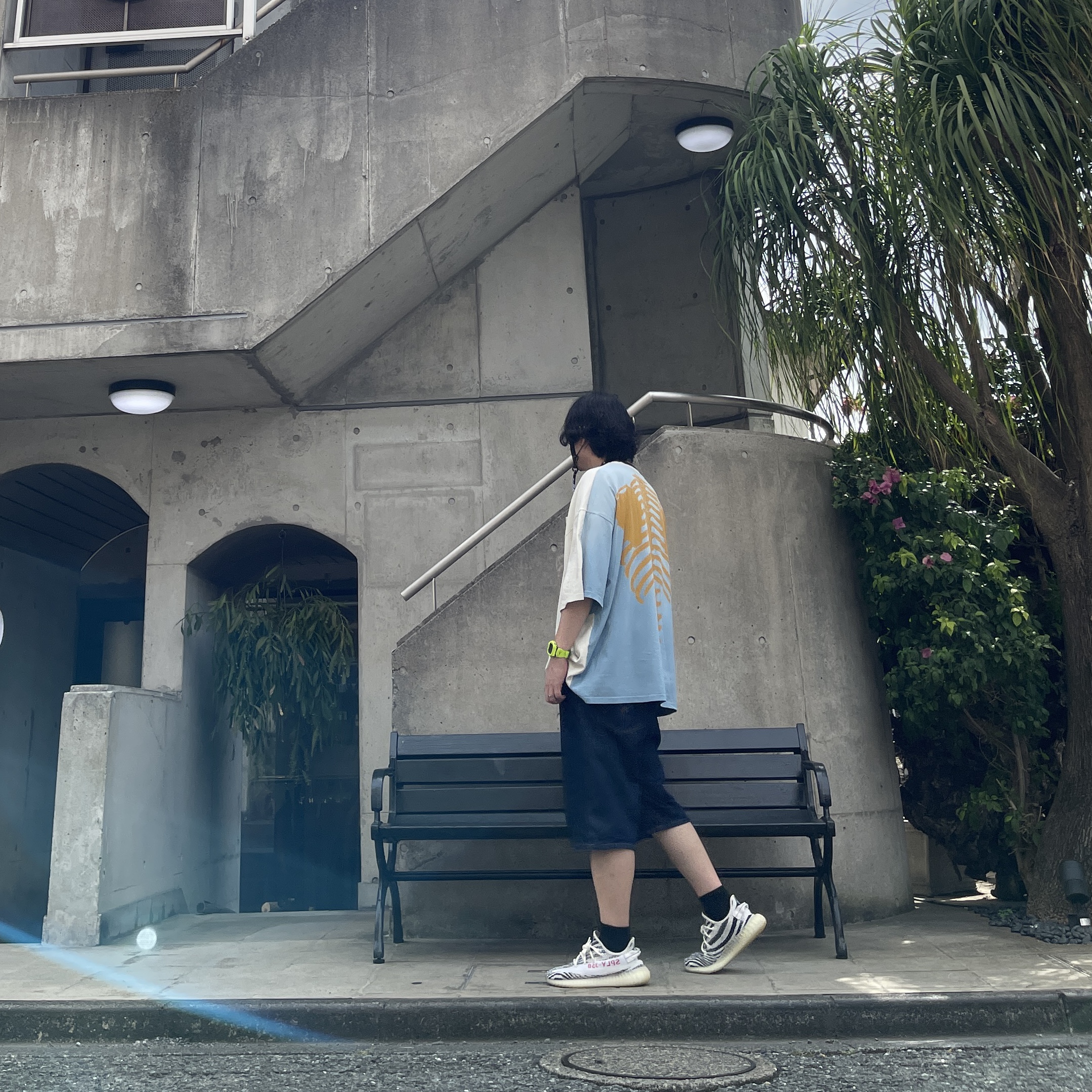 Kapital Cotton Sheeting Two Tone Big Pocket Bone T-Shirt Kinari Sax 착용 스타일 - 3