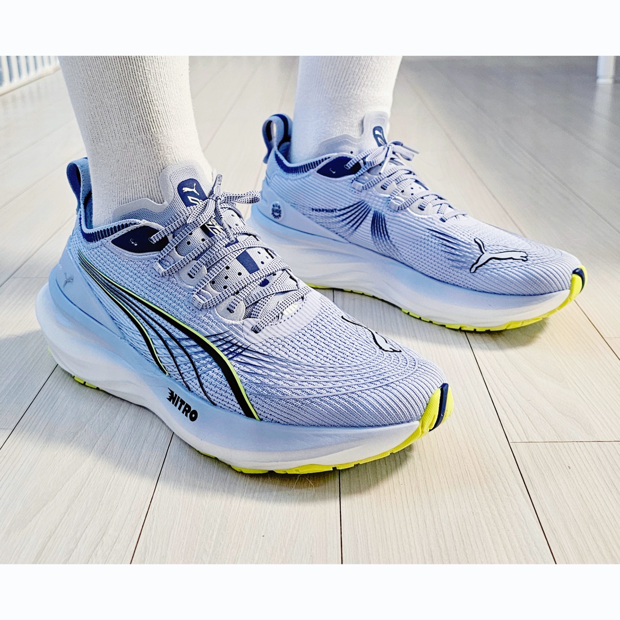 Puma Foreverrun Nitro 2 Cool Weather Yellow Alert 착용 스타일 - 1