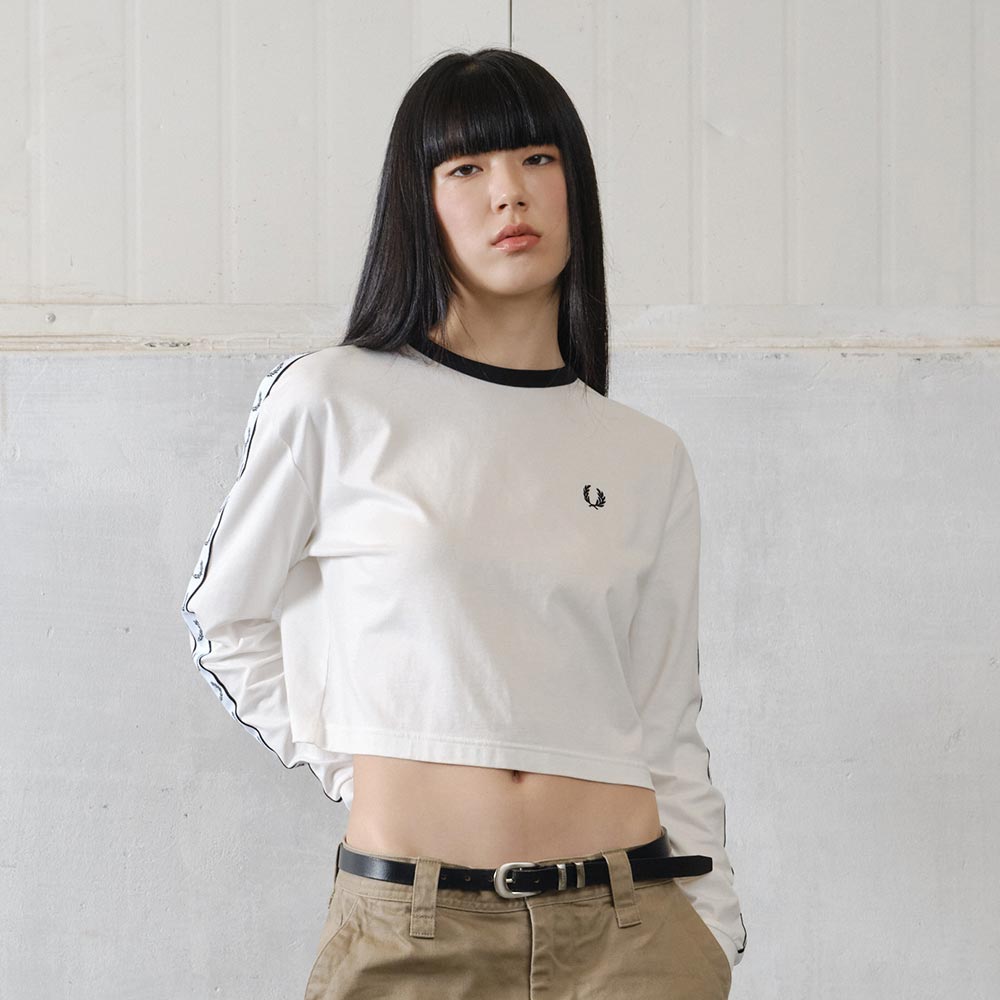 프레드페리 우먼스 테잎 롱슬리브 티셔츠 스노우화이트(Fred Perry Womens Taped Long Sleeve T-Shirt Snow White) - 3