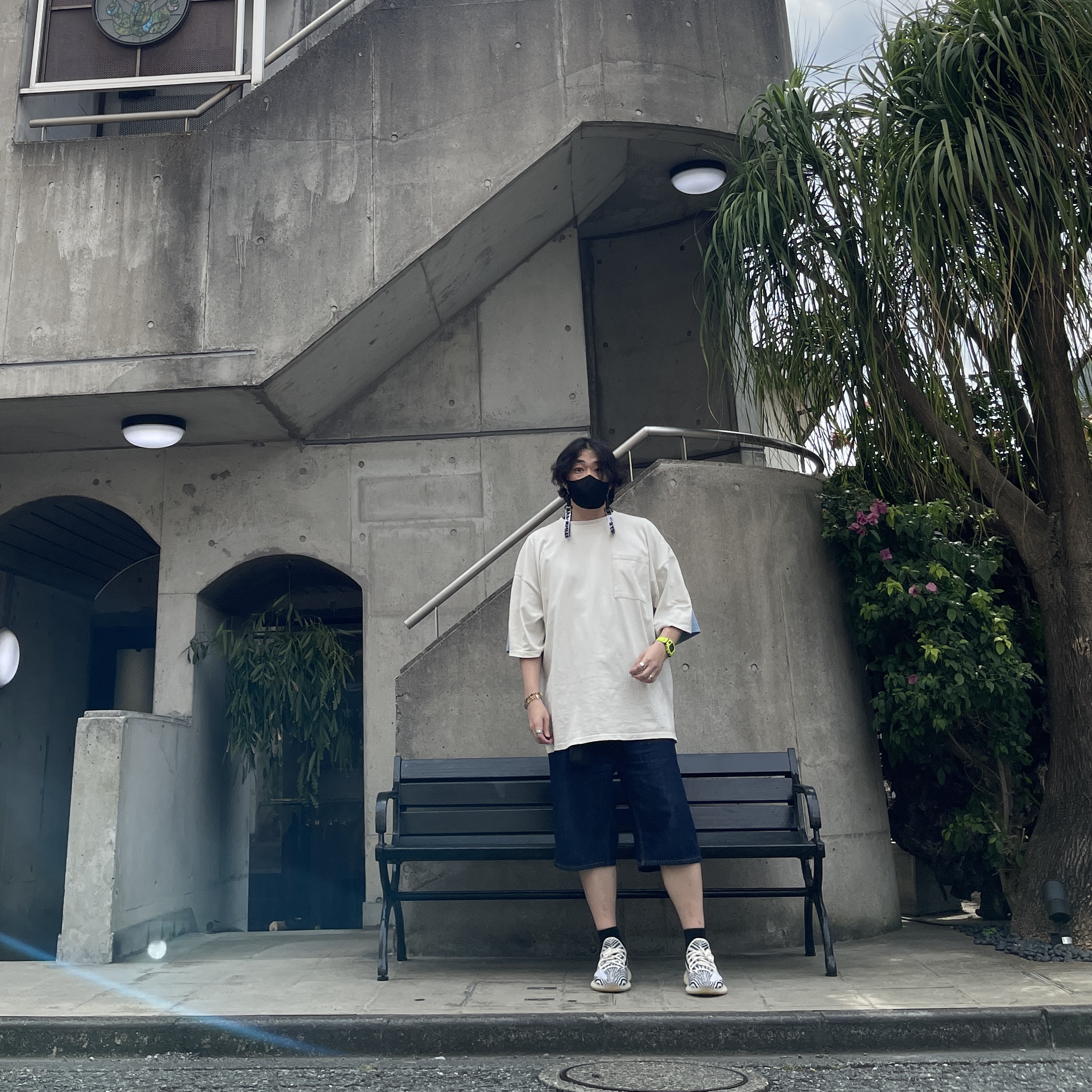 Kapital Cotton Sheeting Two Tone Big Pocket Bone T-Shirt Kinari Sax 착용 스타일 - 2