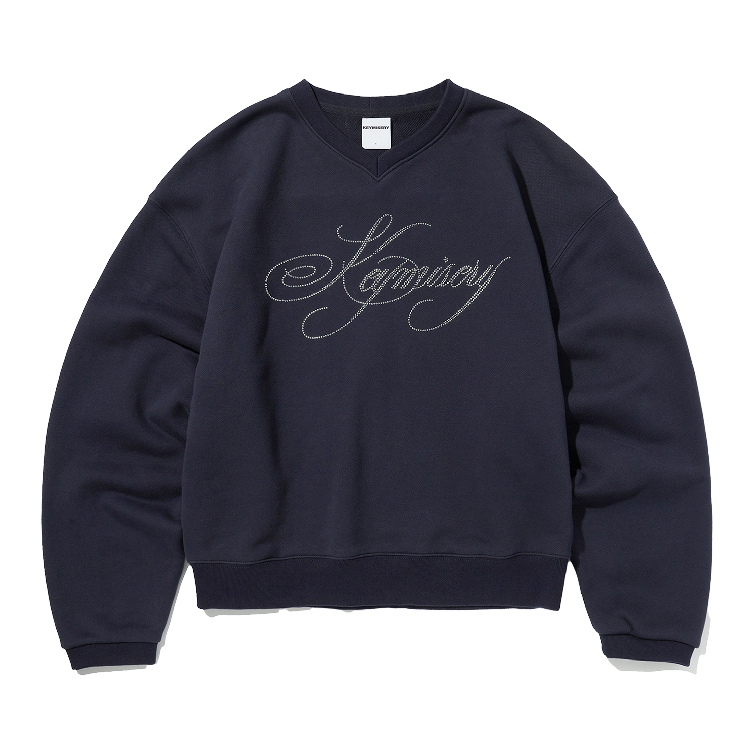 KM25AWSW02-NVY Keymisery Hotfix V-neck Crop Sweatshirt (Navy)