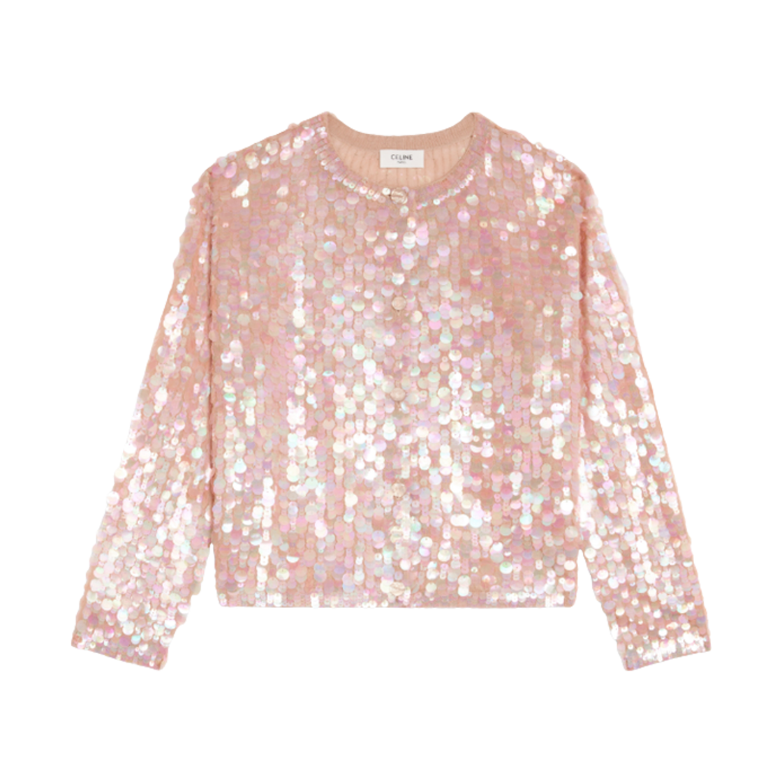 RV0AN0392-23CH (W) Celine Embroidered Cardigan in Silk Pink