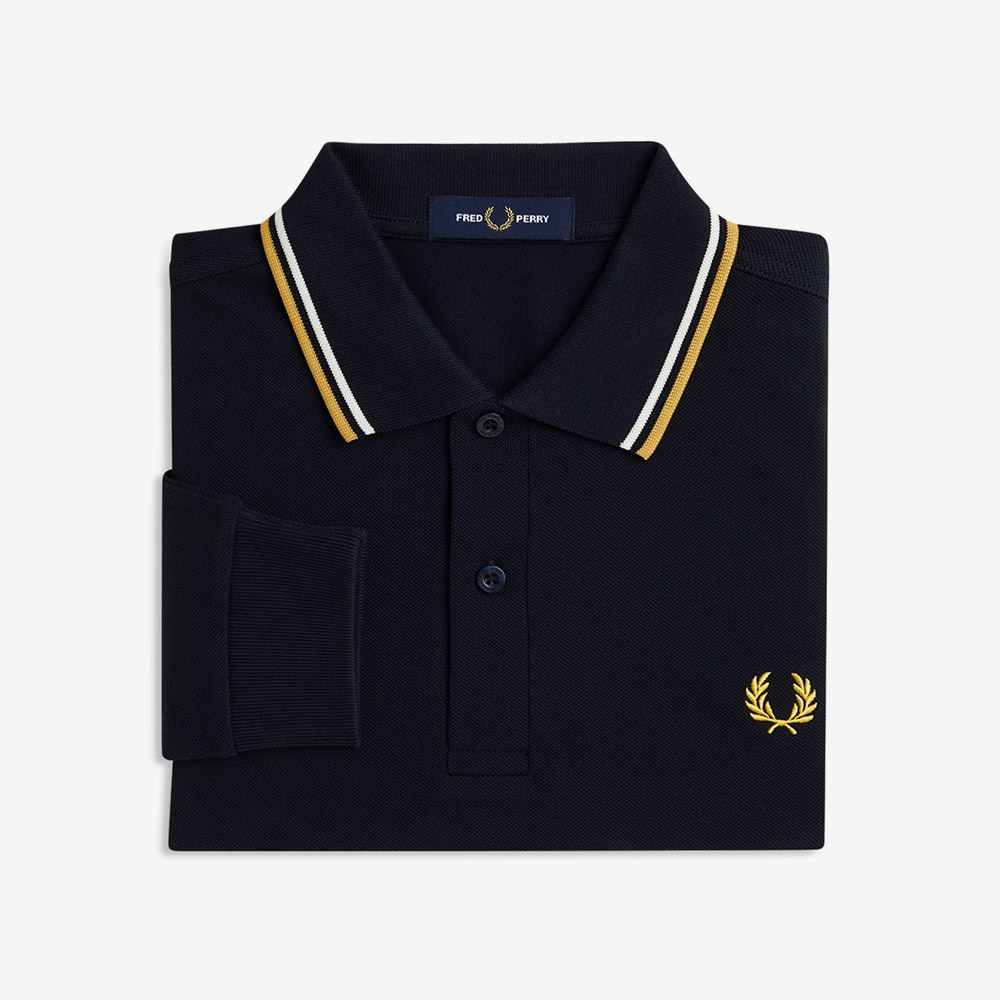 프레드페리 M3636 롱슬리브 트윈 팁 프레드페리 셔츠 네이비 에크루 허니콤(Fred Perry M3636 Long Sleeve Twin Tipped FP Shirt Navy Ecru Honeycomb) - 5