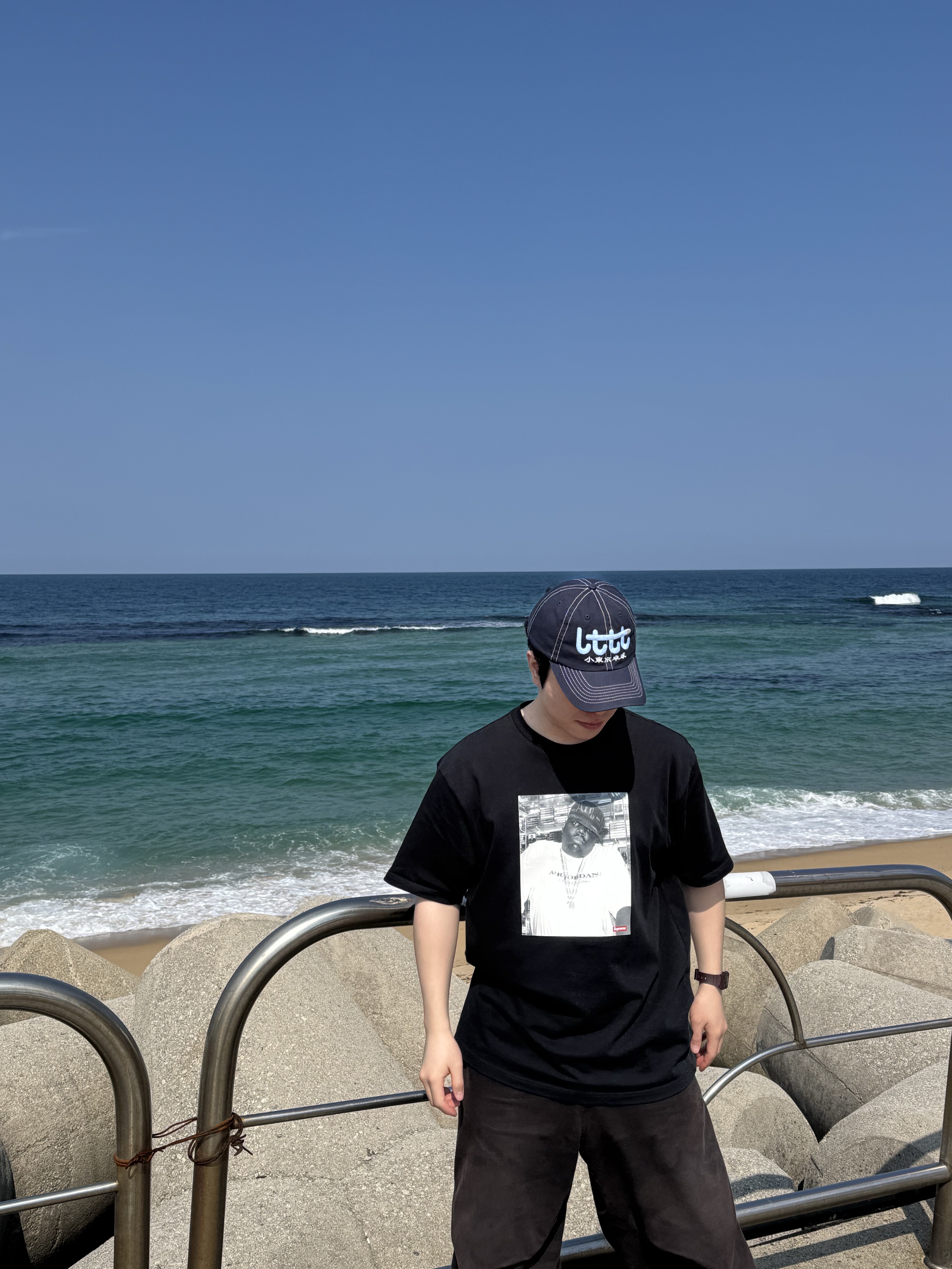 Supreme x Jordan Biggie S/S Top Black - 24FW 착용 스타일