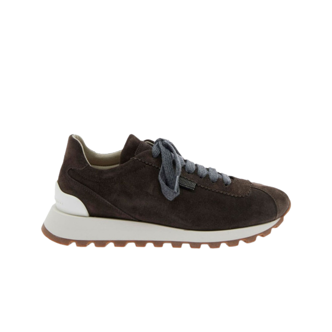 (W) 브루넬로 쿠치넬리 샤이니 탭 스웨이드 러너 러스트 브라운((W) Brunello Cucinelli Suede Runners with Shiny Tab Rust Brown) - 1