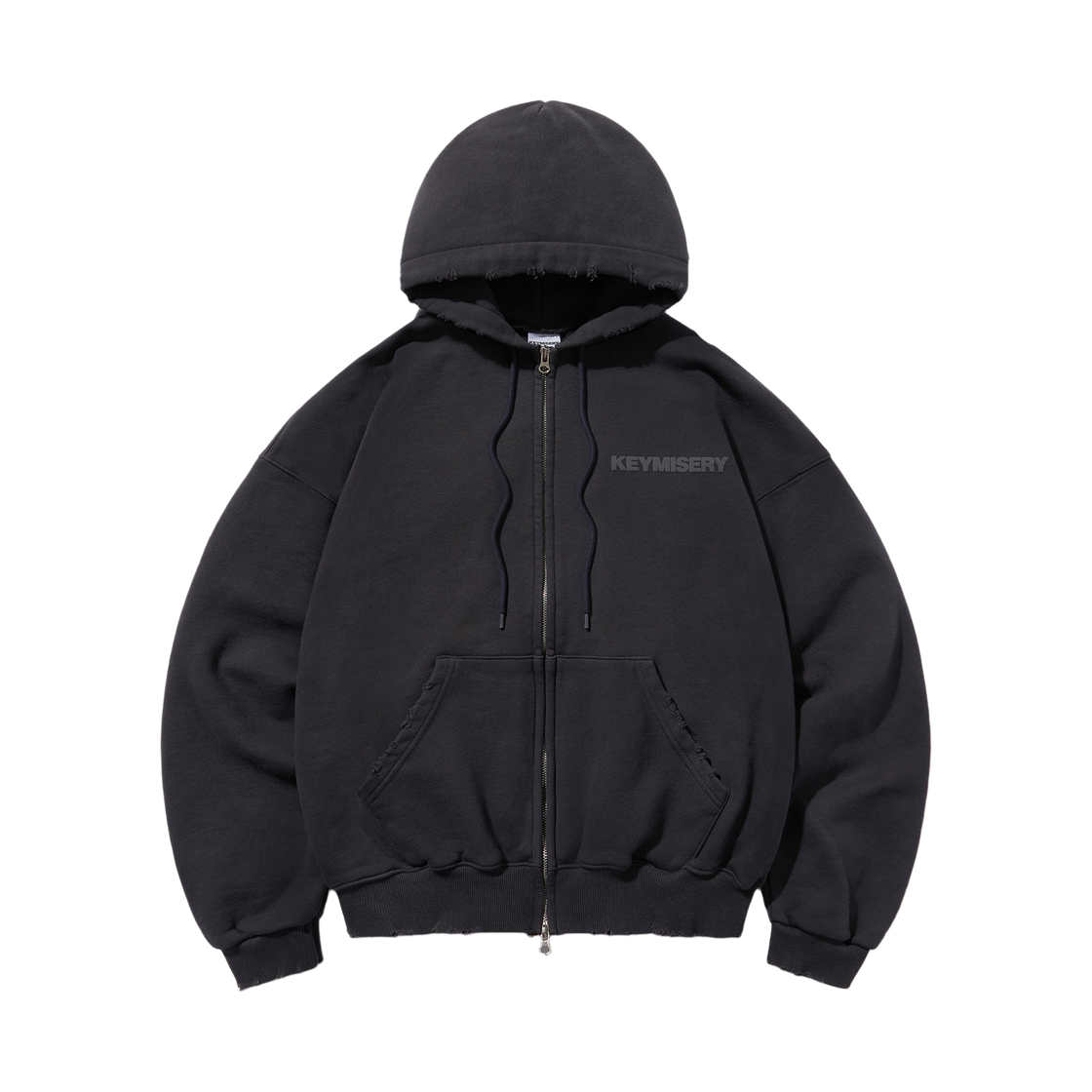 KM25AWJK02-CHC Keymisery Star Key's Vintage Crop Hood Zip-up - Charcoal
