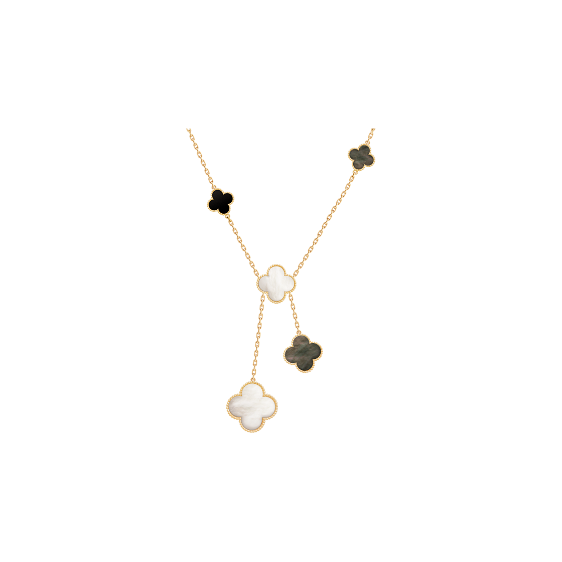 (W) 반 클리프 & 아펠 매직 알함브라 6 모티브 네크리스 18K 옐로우 골드 마더 오브 펄((W) Van Cleef & Arpels Magic Alhambra 6 Motifs Necklace 18K Yellow Gold Mother of Pearl) - 1