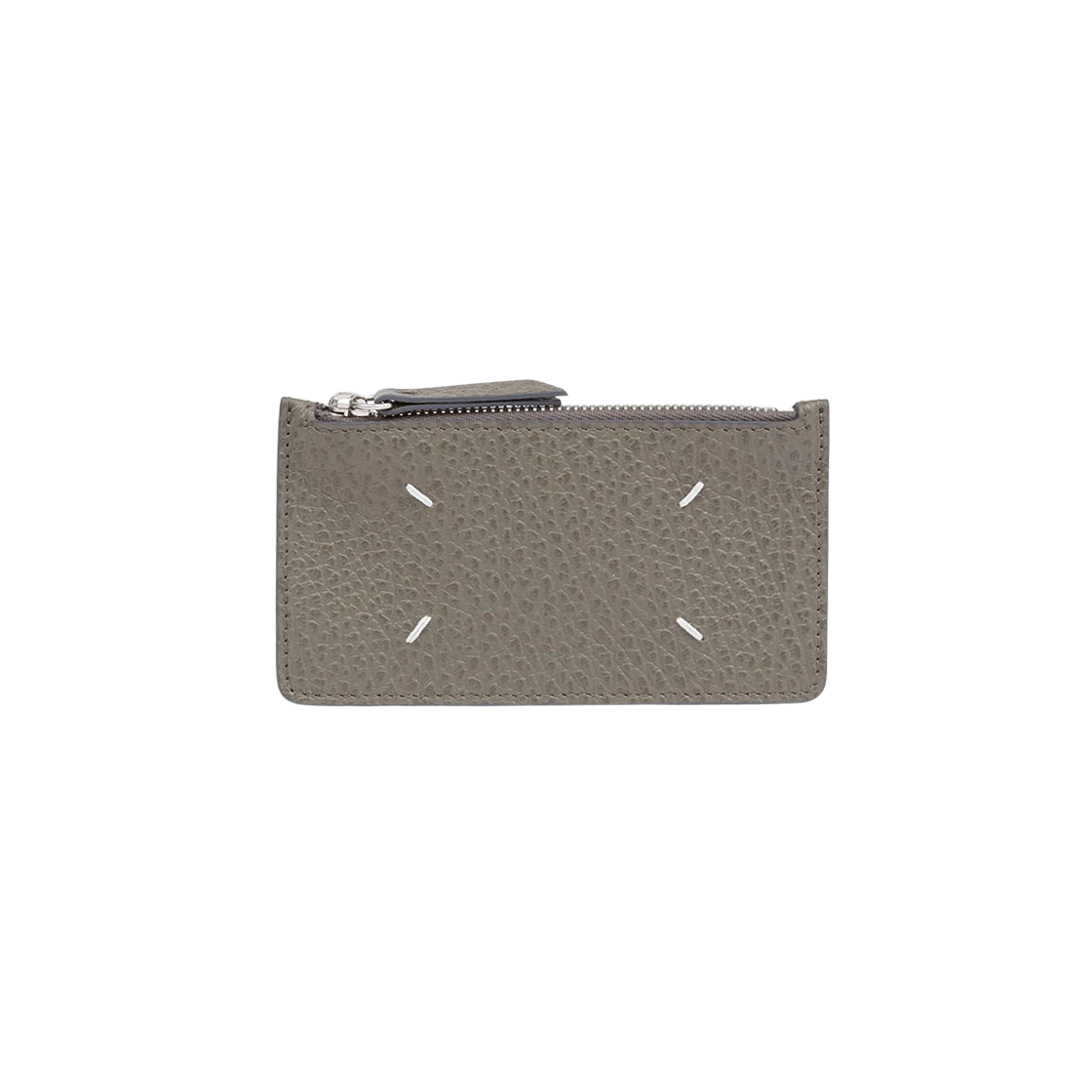 S56UI0143P4455T8031 Maison Margiela Stitch Leather Zipped Card Holder Dark Grey