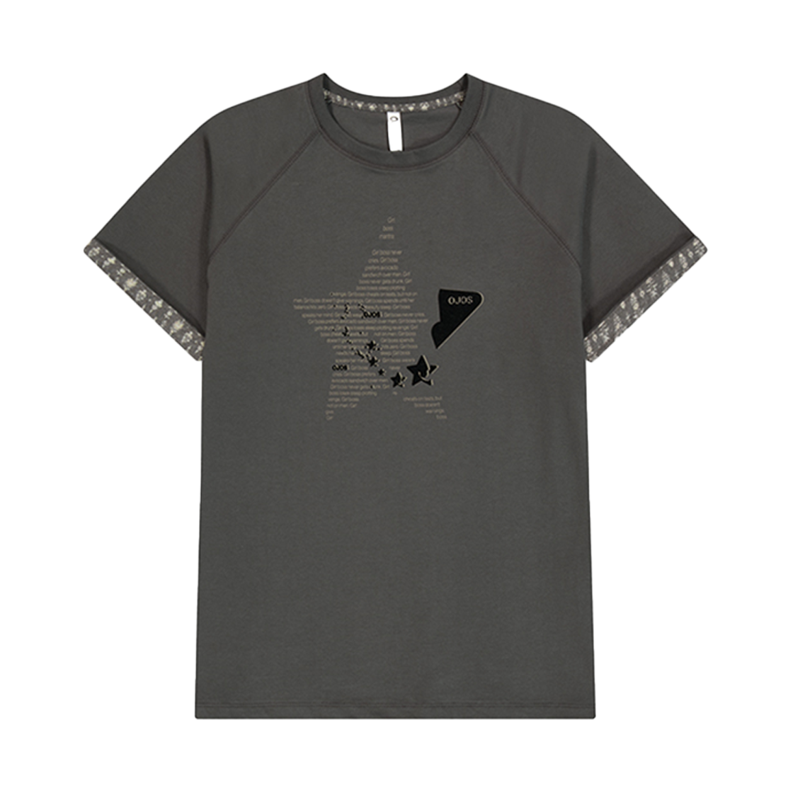25SS-TS07-CC OJOS Double Sleeves Raglan T-shirt Charcoal