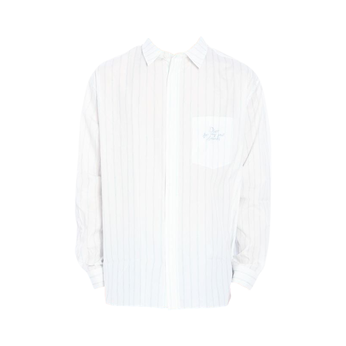 디올 자수 로고 셔츠 블루 스트라이프 화이트(Dior Embroidered Logo Shirt Blue Striped White) - 1