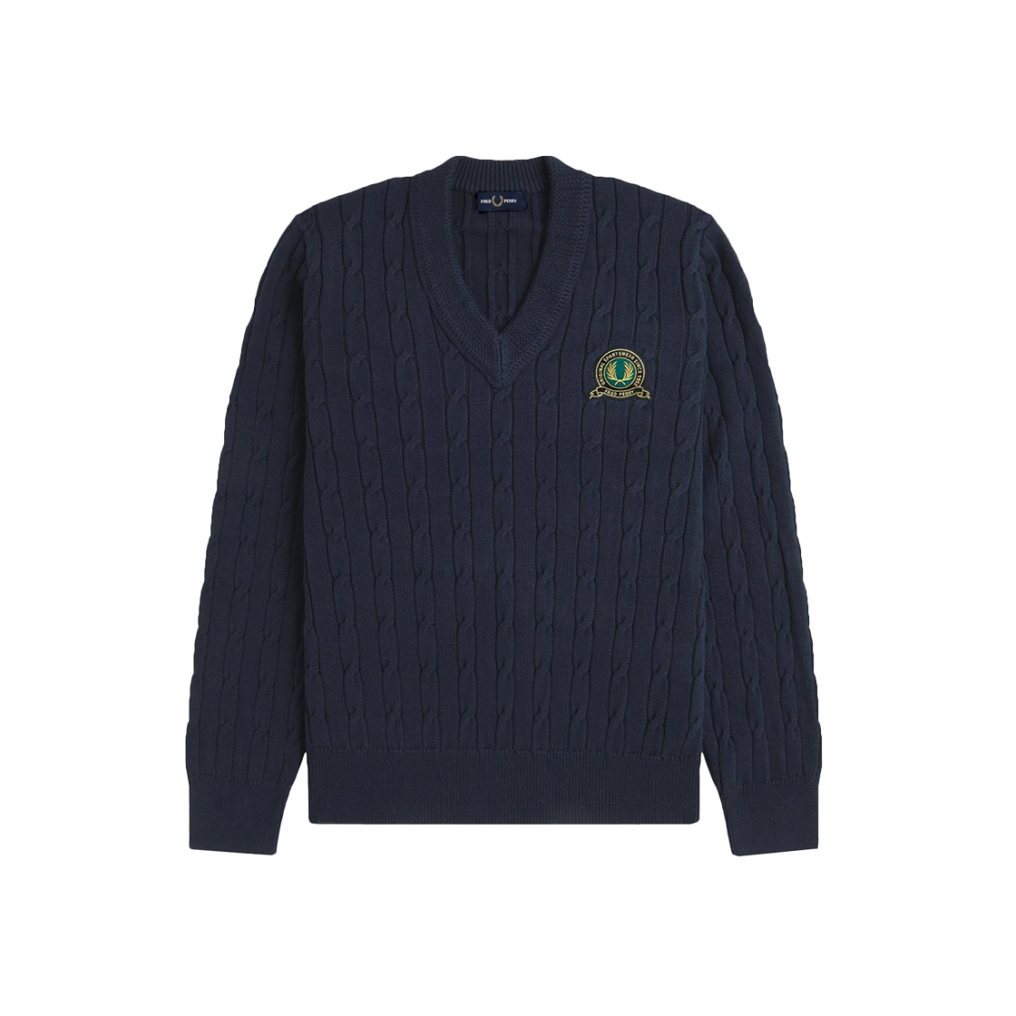 프레드 페리 클럽하우스 테니스 뱃지 케이블 니트 네이비