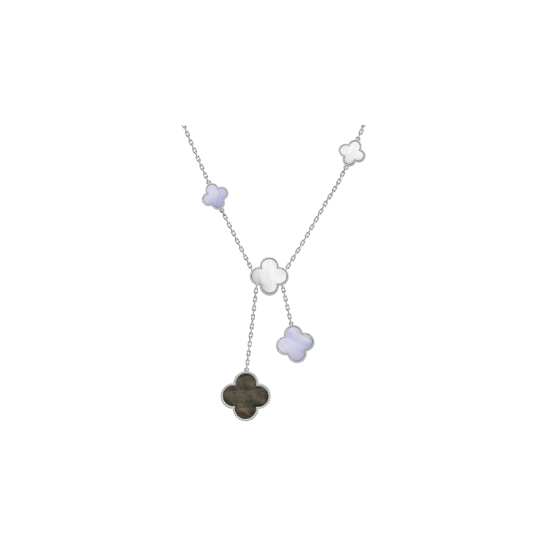 (W) 반 클리프 & 아펠 매직 알함브라 6 모티브 네크리스 18K 화이트 골드 마더 오브 펄((W) Van Cleef & Arpels Magic Alhambra 6 Motifs Necklace 18K White Gold Mother of Pearl) - 1