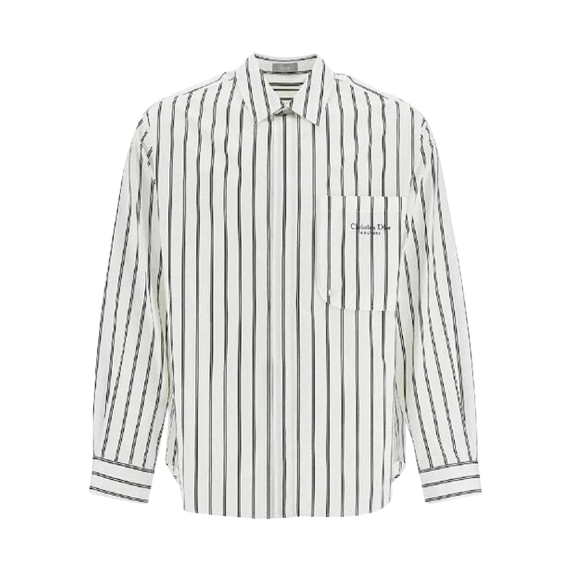 443C556A6290-079 Dior Striped Cotton Embroidered Shirt White