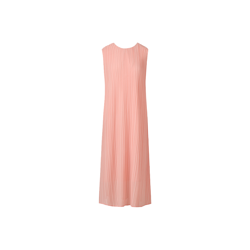 WDR3MPK Monplisse Women Back String Sleeveless Resort Pleats Dress Pink