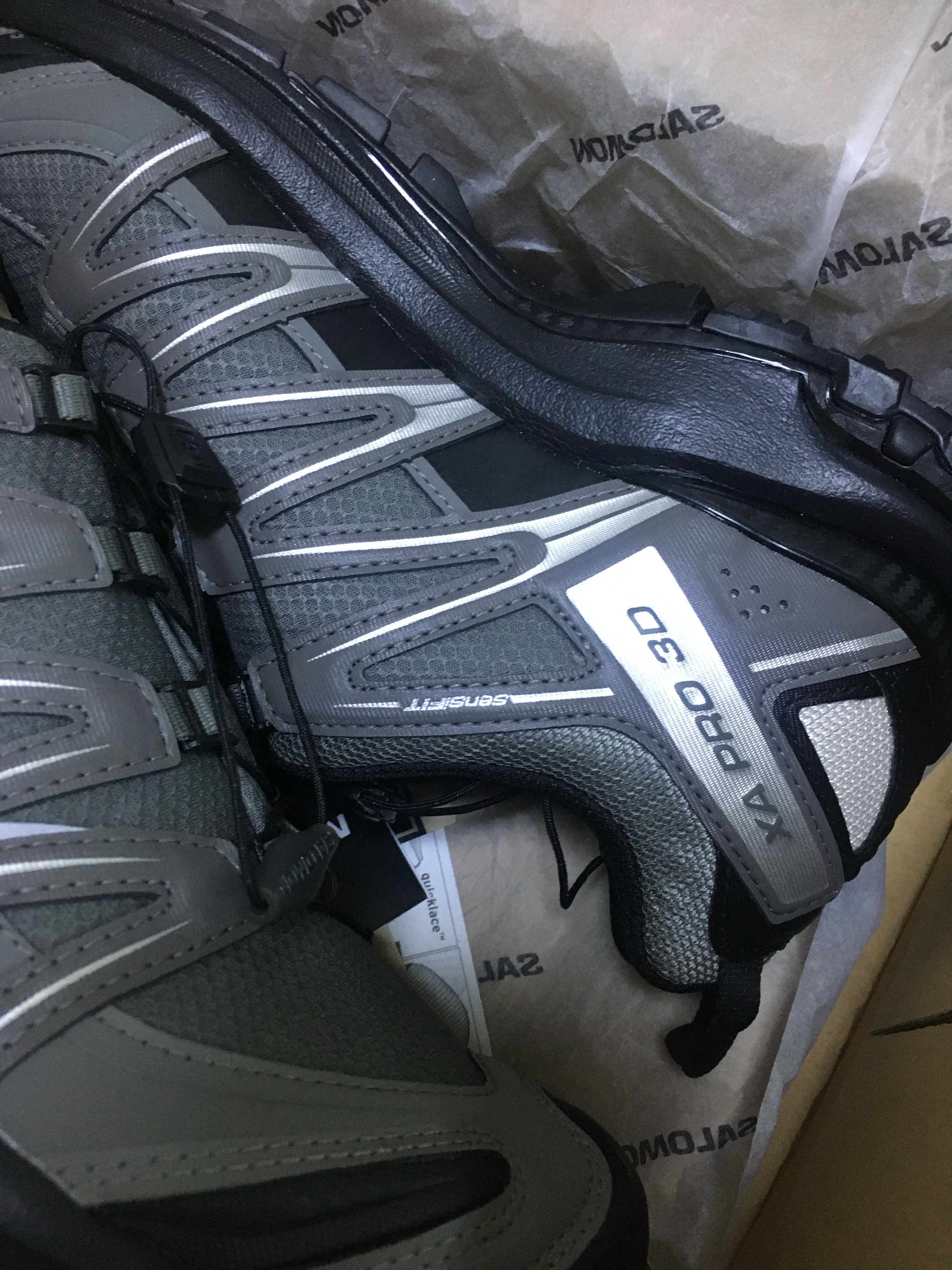 Salomon XA Pro 3D GTX Pewter Black Silver Cloud 착용 스타일 - 3