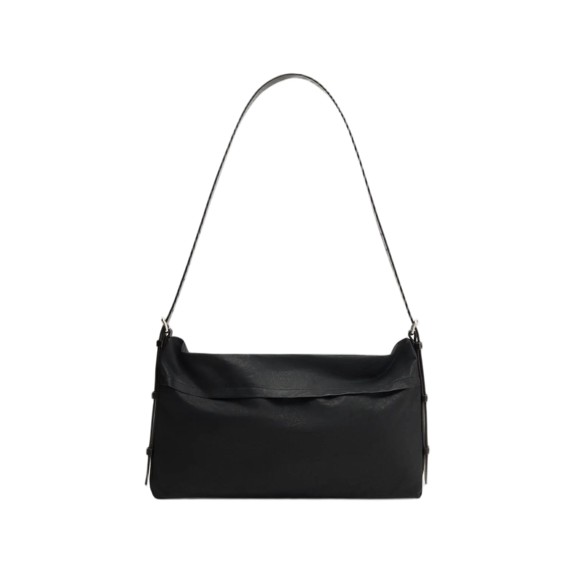 BG0169-LF1495-990 Lemaire Water Repellent Resinated Cotton Canvas Small Trench Pocket Bag Onyx