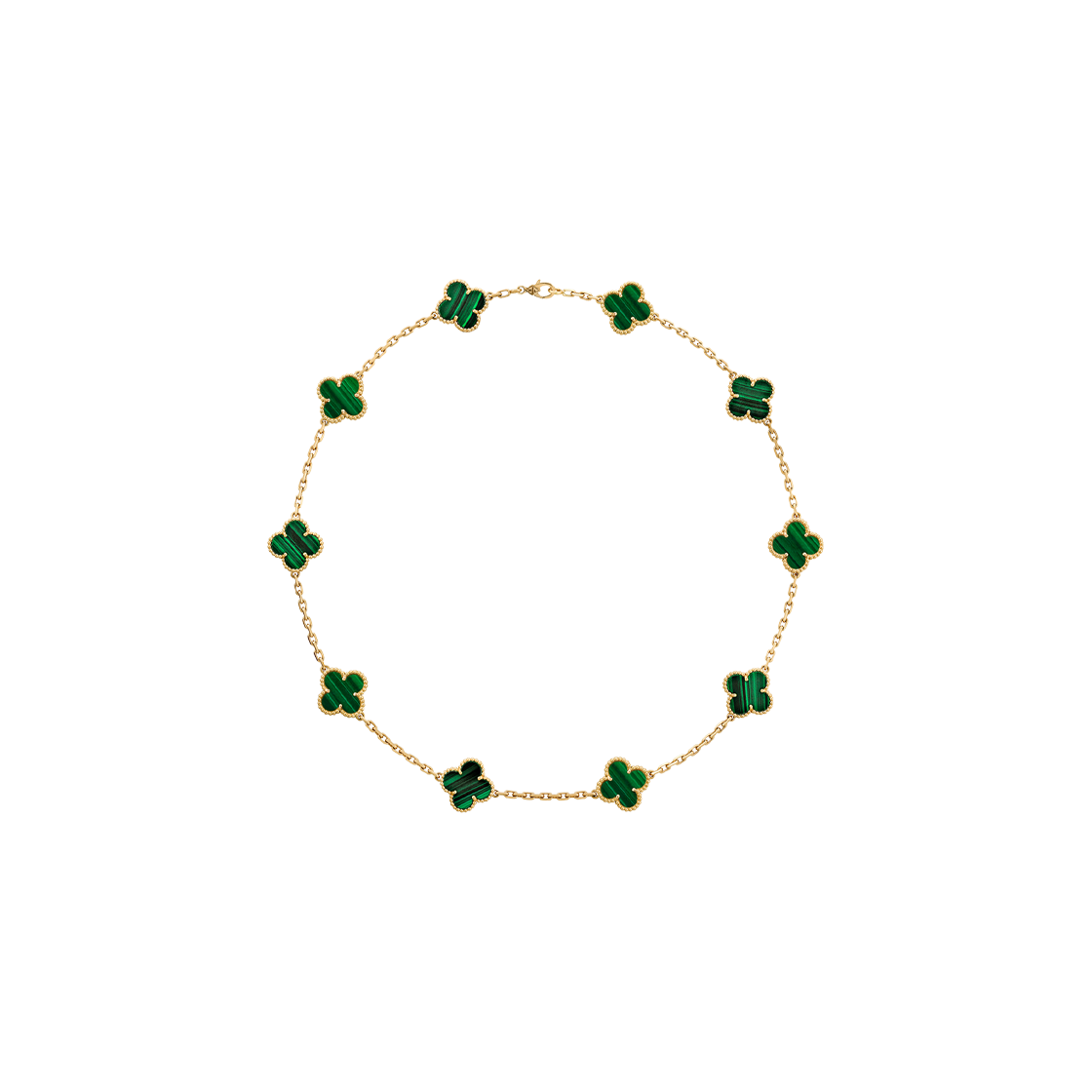(W) 반 클리프 & 아펠 빈티지 알함브라 10 모티브 네크리스 18K 옐로우 골드 말라카이트((W) Van Cleef & Arpels Vintage Alhambra 10 Motifs Necklace 18K Yellow Gold Malachite) - 1