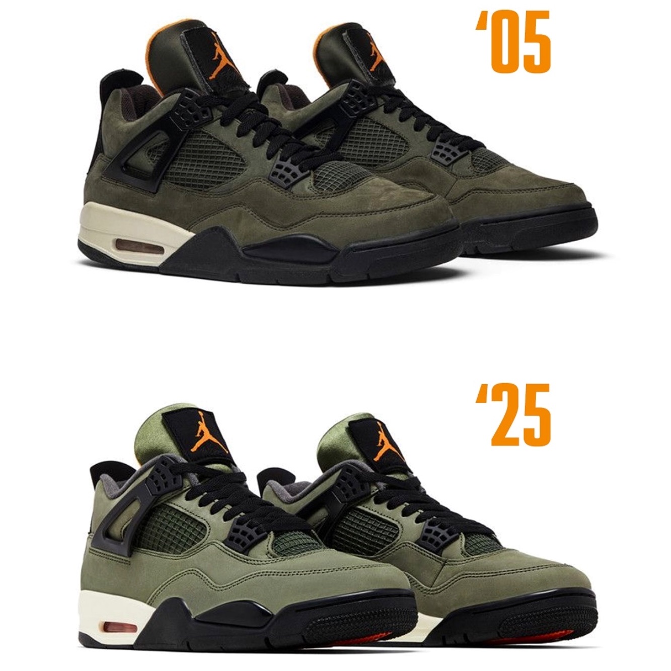 Jordan 4 x Undefeated Retro OG SP Deep Green and Clementine 착용 스타일 - 2