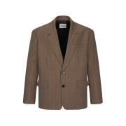 Noice Striped Wool Single-Breasted Jacket Brown