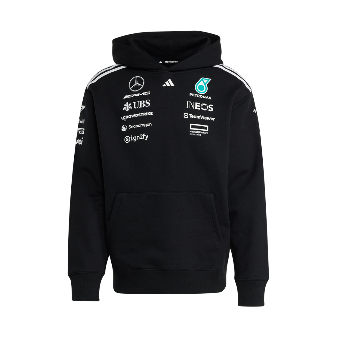JW5385 Mercedes AMG Petronas x Adidas F1 Team Hoodie Black White - KR Sizing