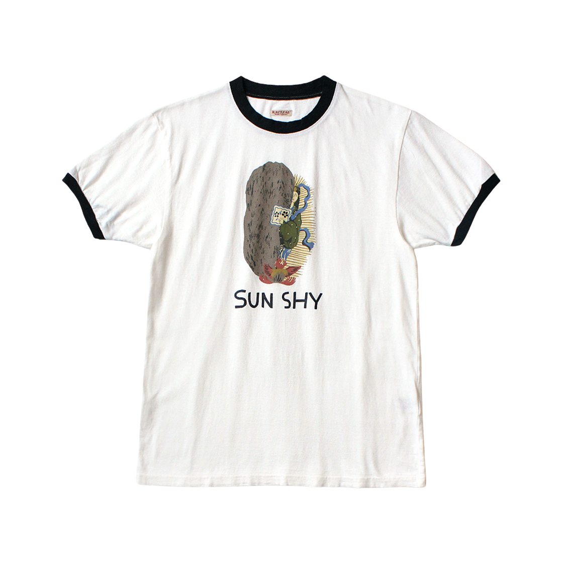 캐피탈 20 텐지쿠 링거 티셔츠 썬 샤이 Pt 화이트(Kapital 20 Tenjiku Ringer T-Shirt Sun Shy Pt White)
