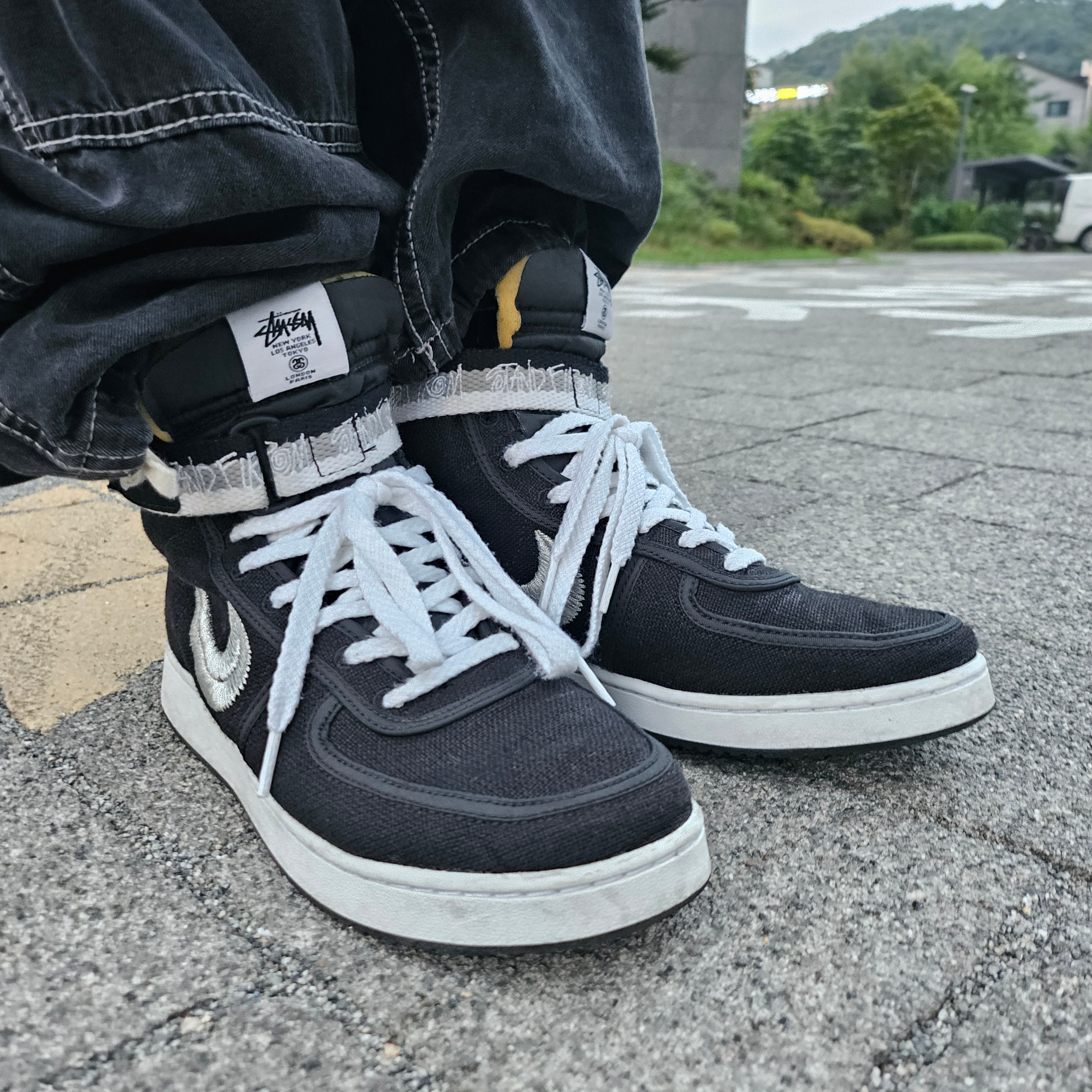 Nike x Stussy Vandal High Black 착용 스타일 - 1