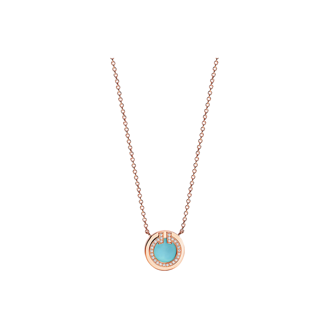 티파니 앤 코 티파니 T 터쿼이즈 서클 펜던트 18K 로즈 골드 다이아몬드(Tiffany & Co. Tiffany T Turquoise Circle Pendant 18K Rose Gold with Diamonds) - 1
