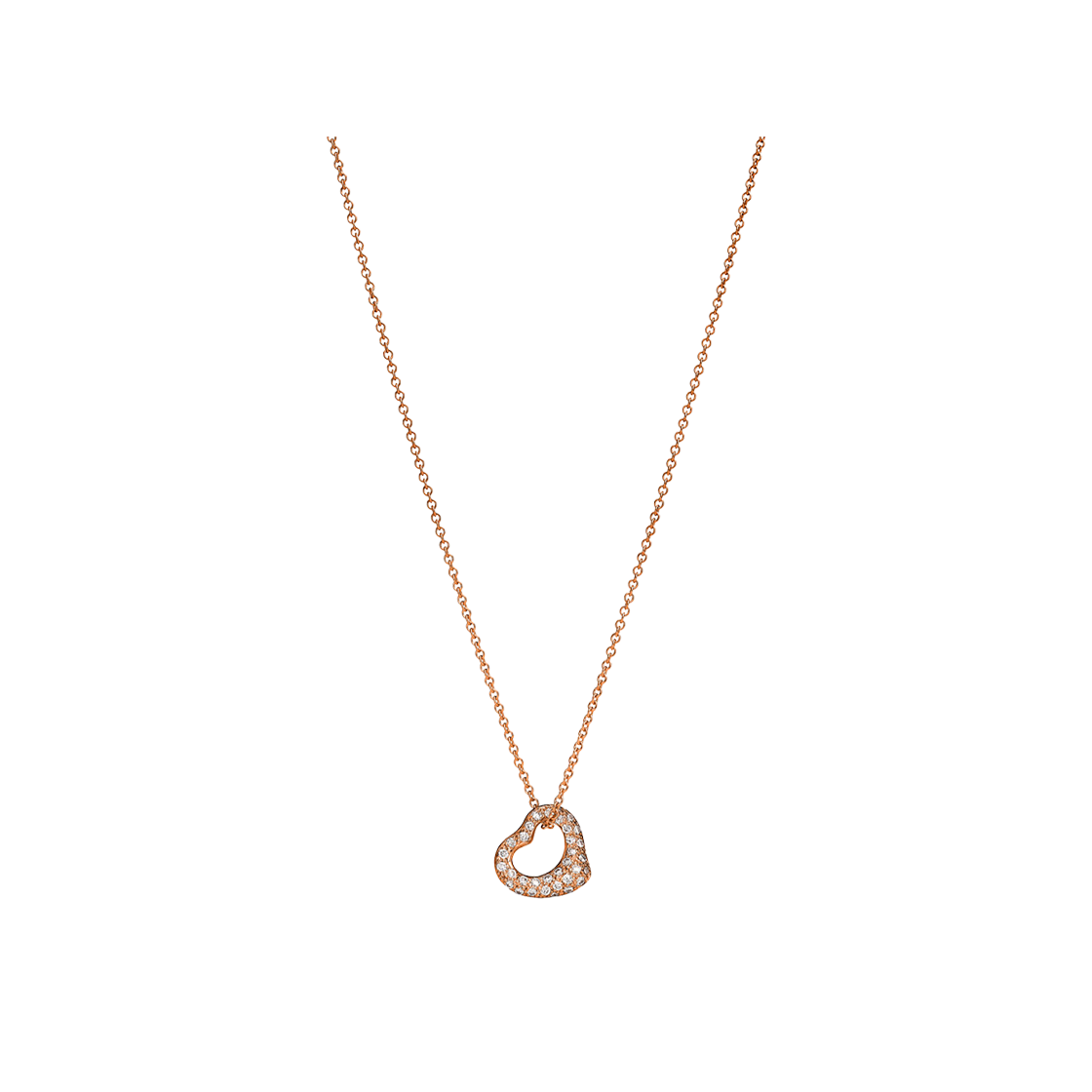 74223370/1414482598/74223362 Tiffany & Co. Elsa Peretti Open Heart Pendant 18K Rose Gold with Diamonds