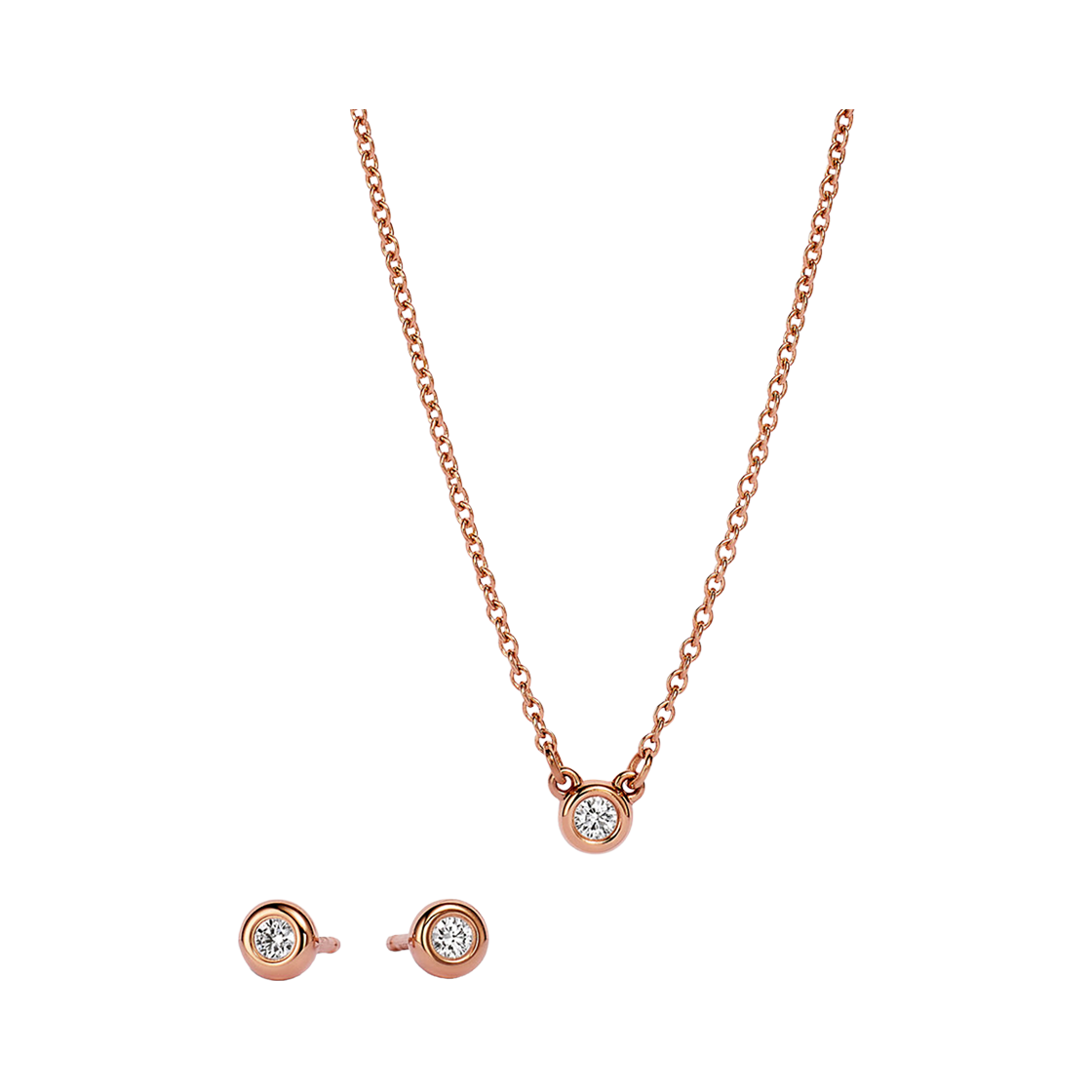 티파니 앤 코 엘사 퍼레티 다이아몬드 바이 더 야드 펜던트 이어링 세트 18K 로즈 골드(Tiffany & Co. Elsa Peretti Diamonds By The Yard Pendant Earring Set 18K Rose Gold)