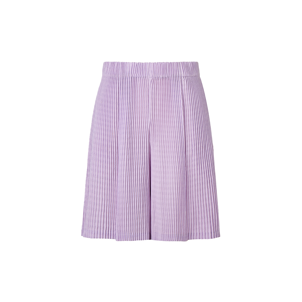 WPA3FLV Monplisse Women Summer Jacquard Pleats Banded Shorts Lavender