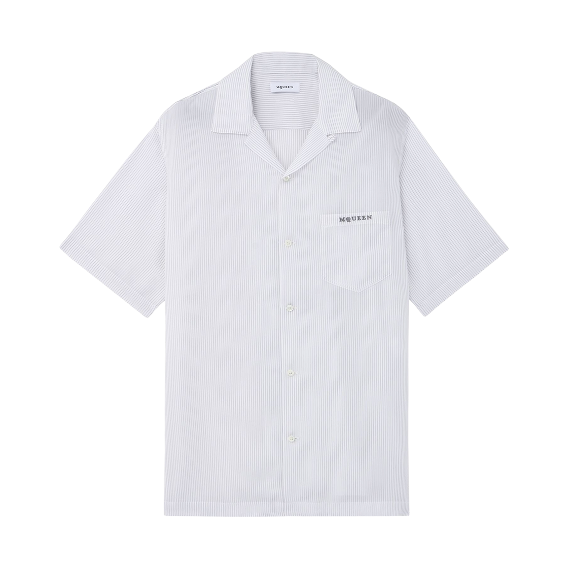 826631QRAB79228 Alexander McQueen Striped Hawaiian Shirt White